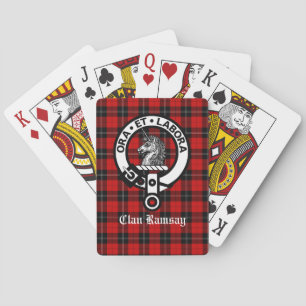 Scottish Clan Ramsay Crest Badge & Tartan Customiz Playing Cards