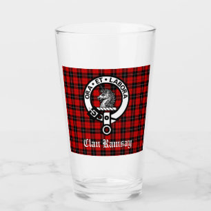 Scottish Clan Ramsay Crest Badge & Tartan Glass