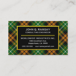 Scottish Clan Ramsay Orange Hunting Tartan Plaid Business Card