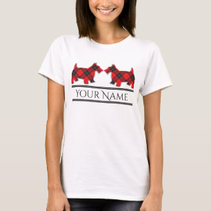 Scottish Clan Ramsay Red Tartan Scottie Dogs T-Shirt