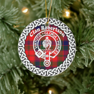 Scottish Clan Robertson Tartan and Crest Ceramic Tree Decoration