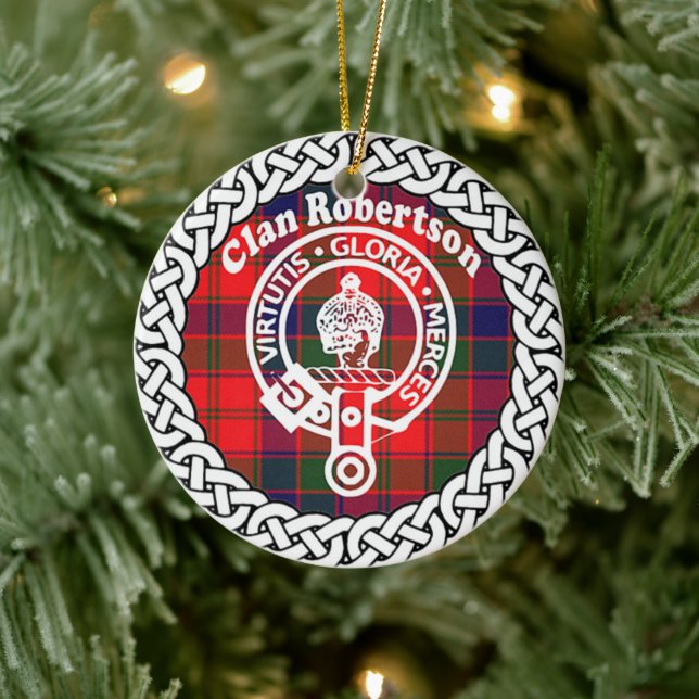 Scottish Clan Robertson Tartan and Crest Ceramic Tree Decoration (Tree)