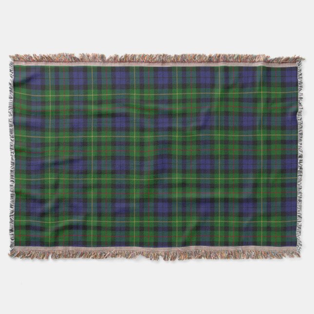 Scottish Clan Rollo Tartan Throw Blanket (Front)