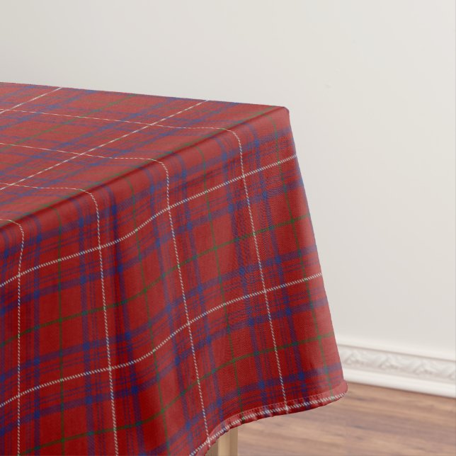 Scottish Clan Rose Modern Red Tartan Tablecloth (In Situ)