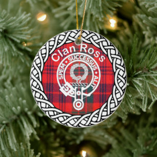 Scottish Clan Ross Tartan and Crest Ceramic Tree Decoration