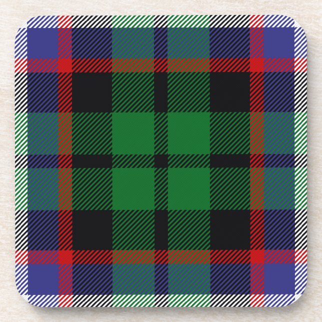 Scottish Clan Russell Tartan Plaid Coaster (Front)