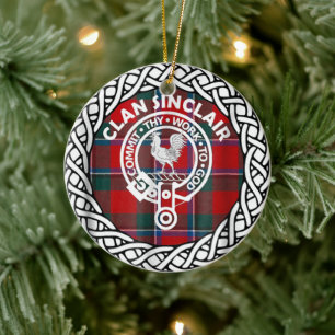 Scottish Clan Sinclair Tartan and Crest Ceramic Tree Decoration