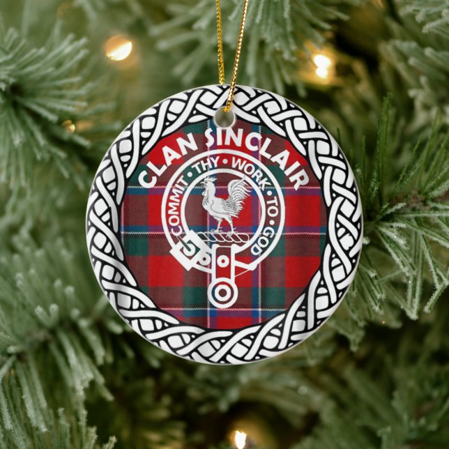 Scottish Clan Sinclair Tartan and Crest Ceramic Tree Decoration (Tree)