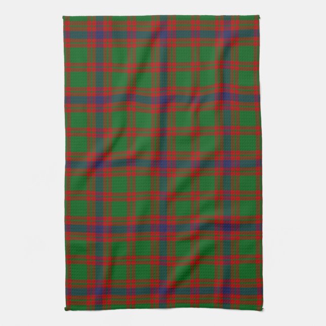 Scottish Clan Skene Tartan Plaid Tea Towel (Vertical)