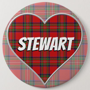 Scottish Clan Stewart Love Tartan Heart 6 Cm Round Badge