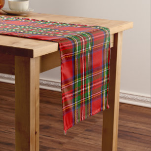 Scottish Clan Stewart Tartan Plaid Long Table Runner