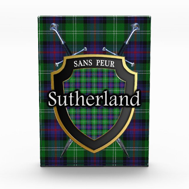Scottish Clan Sutherland Tartan Photo Block (Front)