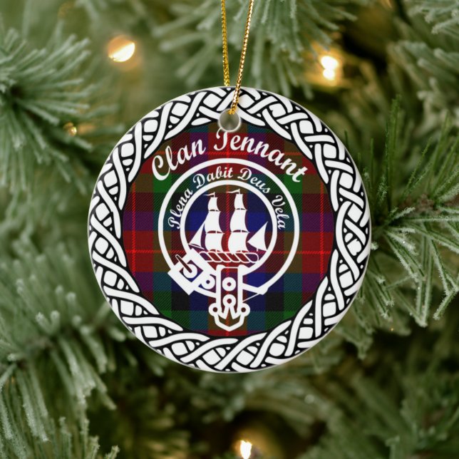 Scottish Clan Tennant Tartan and Crest Ceramic Tree Decoration (Tree)