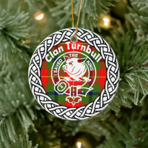 Scottish Clan Turnbull Tartan and Crest Ceramic Tree Decoration