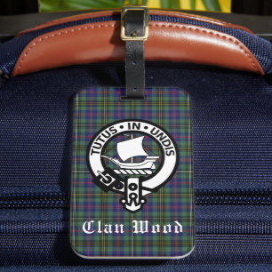 Scottish Clan Wood Crest & Tartan Luggage Tag