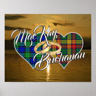 Scottish Clans Wedding Ring Tartan Hearts Poster