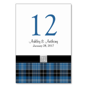 Scottish Clark Tartan Wedding Table Number