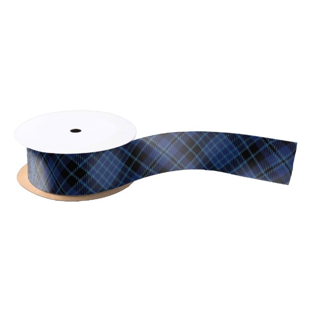 Scottish Clergy Classic Blue Black White Tartan Satin Ribbon (Spool)