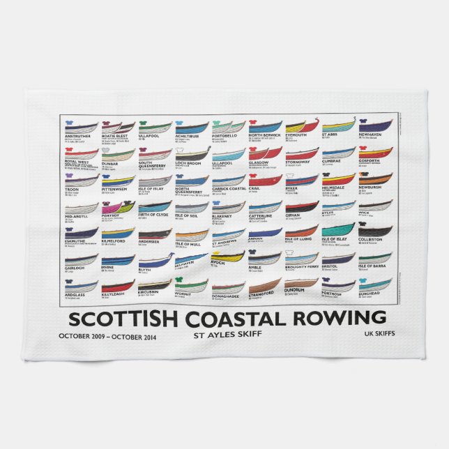 Scottish Coastal Rowing Skiffs - First 5 Years Tea Towel (Horizontal)