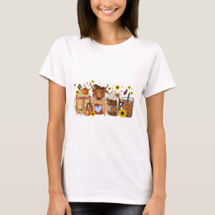 Scottish Cow Sunflower Fall Vibes Coffee Lover 1 T-Shirt