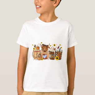 Scottish Cow Sunflower Fall Vibes Coffee Lover 1 T-Shirt
