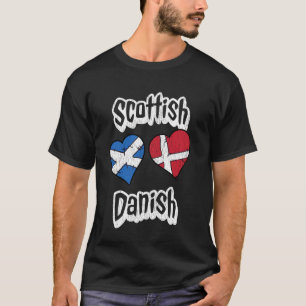 Scottish Danish Flag Heart Combo Scotland Denmark T-Shirt