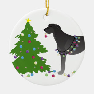 Scottish Deerhound Christmas Design Ceramic Tree Decoration