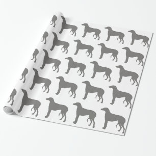 scottish deerhound colour silhouette wrapping paper
