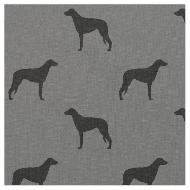 Scottish Deerhound Dog Silhouettes Patterned Fabric (Close Up)