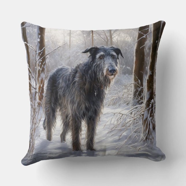 Scottish Deerhound Let It Snow Christmas Cushion (Back)