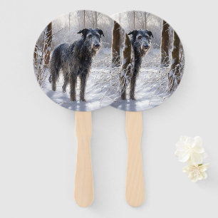 Scottish Deerhound Let It Snow Christmas Hand Fan