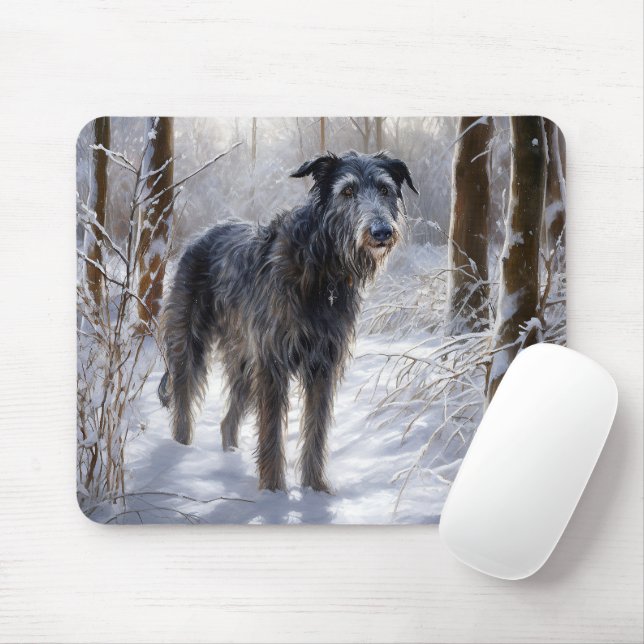 Scottish Deerhound Let It Snow Christmas Mouse Pad (With Mouse)