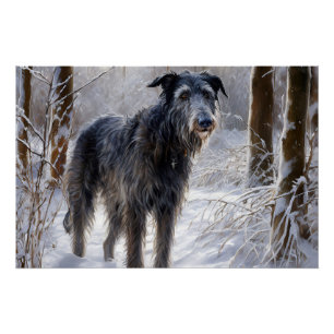 Scottish Deerhound Let It Snow Christmas Poster