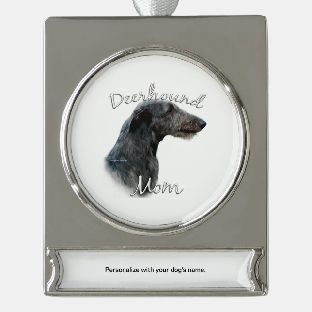 Scottish Deerhound Mum 2 Silver Plated Banner Ornament (Front)