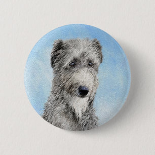 Scottish Deerhound Painting - Cute Original Dog Ar 6 Cm Round Badge