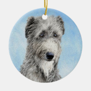 Scottish Deerhound Painting - Cute Original Dog Ar Ceramic Tree Decoration