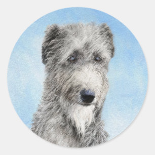 Scottish Deerhound Painting - Cute Original Dog Ar Classic Round Sticker