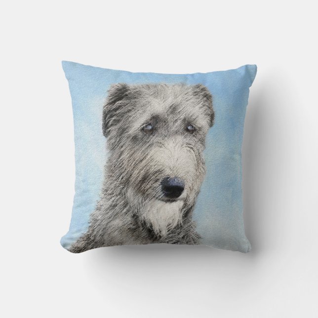 Scottish Deerhound Painting - Cute Original Dog Ar Cushion (Front)