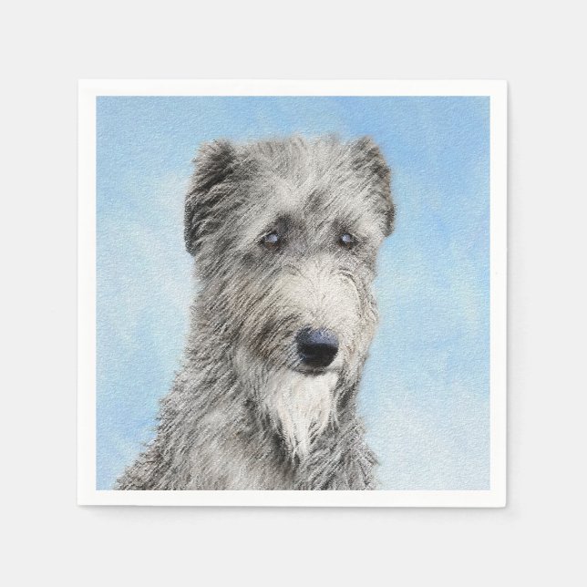 Scottish Deerhound Painting - Cute Original Dog Ar Napkin (Front)