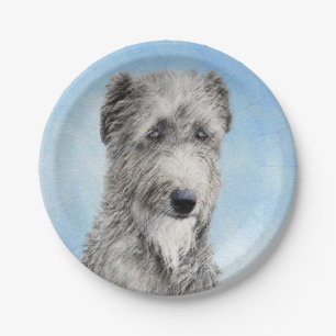 Scottish Deerhound Painting Cute Original Dog Ar Paper Plate