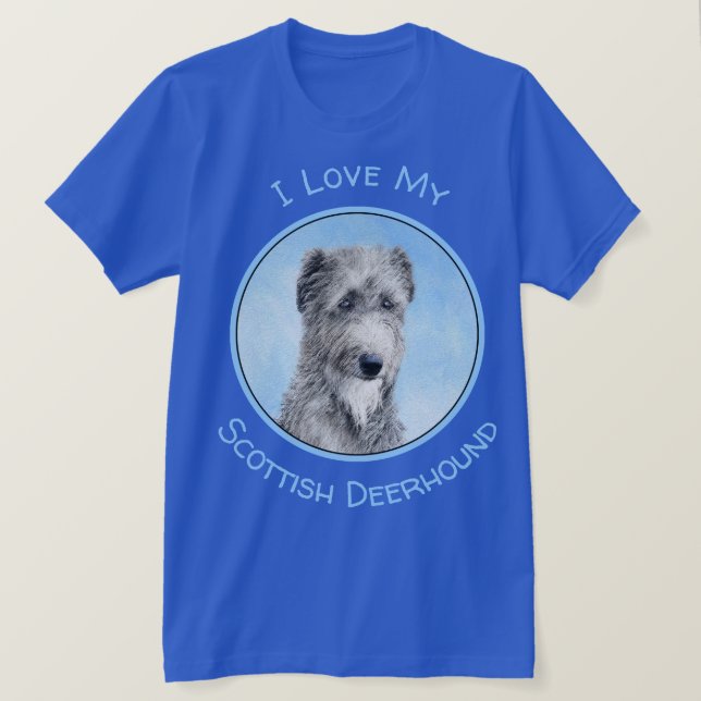 Scottish Deerhound Painting - Cute Original Dog Ar T-Shirt (Design Front)