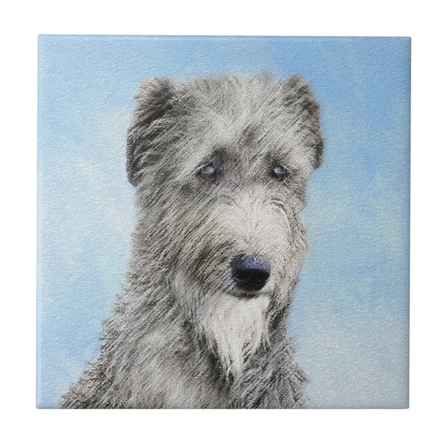 Scottish Deerhound Painting - Cute Original Dog Ar Tile (Front)