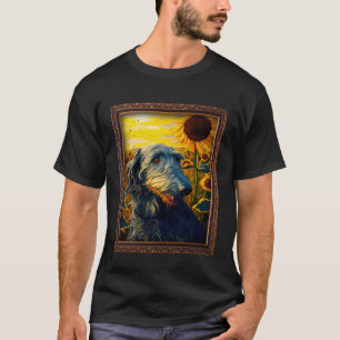 Scottish Deerhound Painting Sunflower Flower Mum W T-Shirt