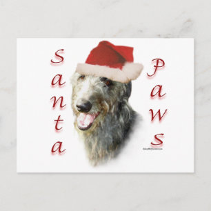 Scottish Deerhound Santa Paws Holiday Postcard