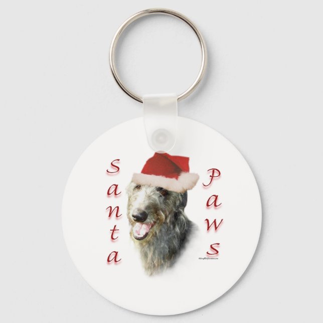 Scottish Deerhound Santa Paws Key Ring (Front)