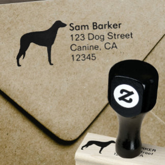 Scottish Deerhound Silhouette Return Address Rubber Stamp