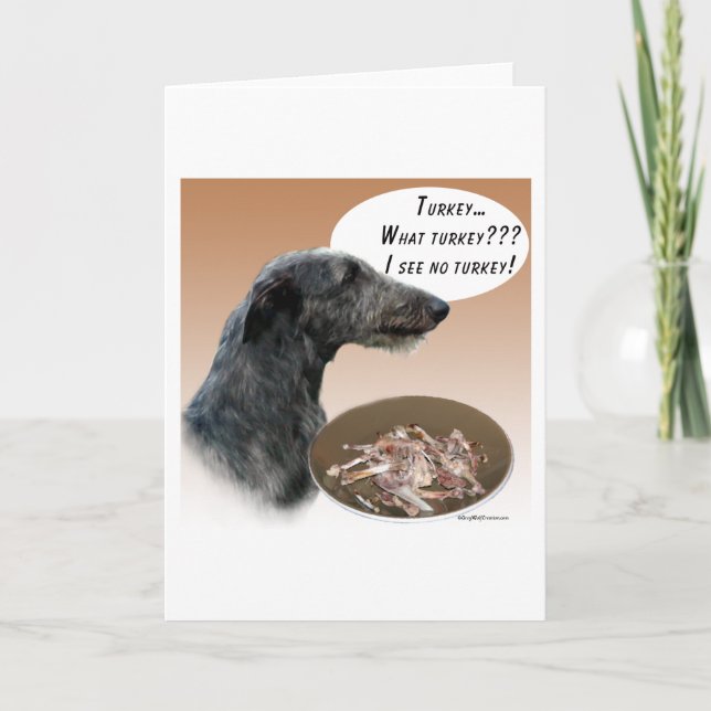 Scottish Deerhound Turkey Holiday Card (Front)