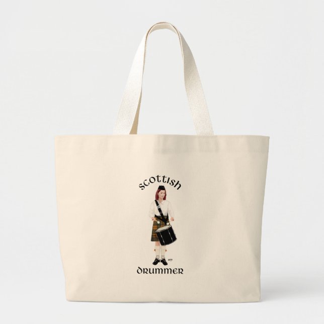Scottish Drummer - Butterscotch Large Tote Bag (Front)