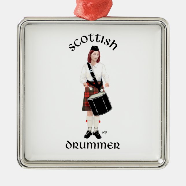 Scottish Drummer - Female Metal Tree Decoration (Front)