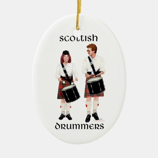 Scottish Drummers Ceramic Tree Decoration (Front)